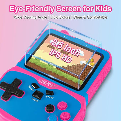 Handheld Game Console for Girls, 220 Retro Games Built-in, 3.5'' HD IPS Screen, Rechargeable Mini Portable Video Game Player for Travel & Car Trips, Gift for Kids (Rose Red)