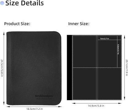 4 Pockets Premium Card Binder 160 Cards Trading Card Binders No Ring Card Storage Display Album(4 Pocket 160 Card Slot,Black)