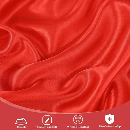 fani 12 Pack 108 Inch Red Satin Tablecloth - Silky Round Tablecloth Overlay Smooth Fabric Table Cover, Bright Table Decoration for Wedding Party Banquet Events Restaurant Kitchen Dining