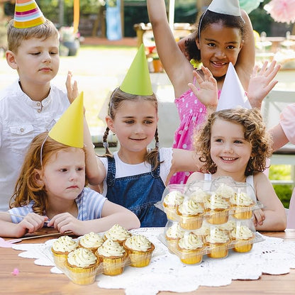 LotFancy Cupcake Containers 6 Count, 40 Sets, Half Dozen Clear Cupcake Boxes, Plastic Muffin Holders with Detachable Tall Dome Lid, Disposable Cupcake Carriers, BPA Free, Standard Size