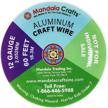Mandala Crafts 2mm 12 Gauge Pastel Color Anodized Aluminum Wire for Sculpting, Armature, Jewelry Making, Gem Metal Wrap, Garden, Colored and Soft, 4 Rolls