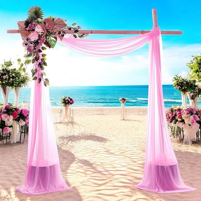MDS Halloween Chiffon Draping Fabric - 2 Panel, 30" Wide x 100ft Long - Sheer Spooky Arbor & Canopy Drapery for Haunted House Backdrops, Party Ceilings, DIY Costumes & Themed Events - Bubblegum Pink