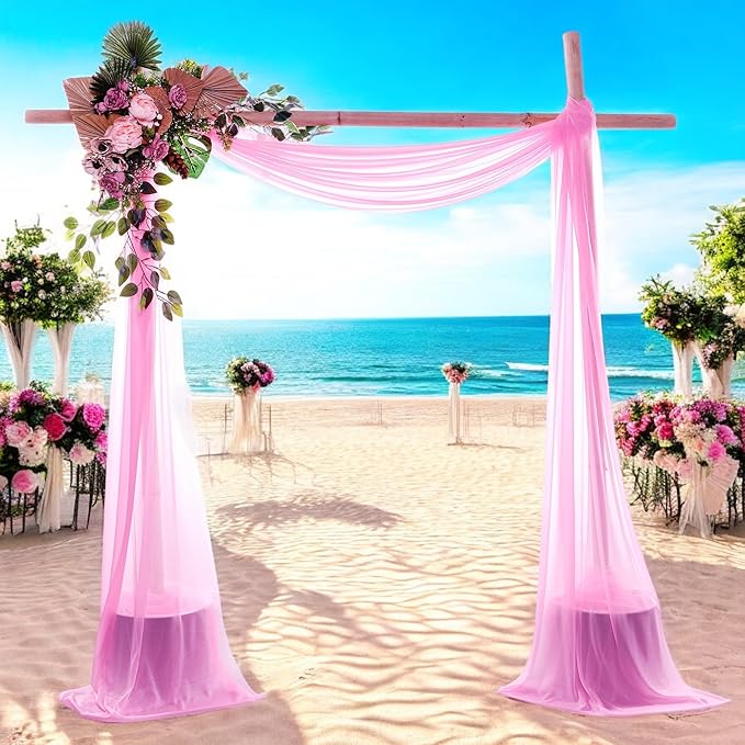MDS Halloween Chiffon Draping Fabric - 1 Panel, 30" Wide x 50ft Long - Sheer Spooky Arbor & Canopy Drapery for Haunted House Backdrops, Party Ceilings, DIY Costumes & Themed Events - Bubblegum Pink