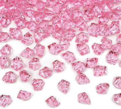 Fake Ice Rocks, 150 PCS Pink Acrylic Ice Rocks Pink Fake Crushed Ice Cubes,Vase Fillers for Valentine's Day