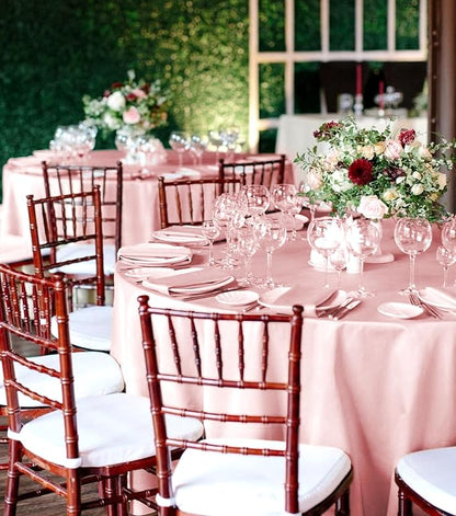 6 Packs Satin Tablecloth 120 Inch Rose Gold Round Table Cloth Silk Tablecloth Smooth Fabric Overlay Satin Table Cover Decoration for Wedding Party Banquet Events