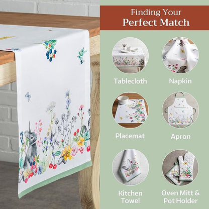 Maison d' Hermine Table Runner 100% Cotton Single Layer Table Runners 72 inches Long Decorative for Home Kitchen Dining Party Baby Shower Wedding Bridal Shower Spring Summer (Printemps, 14.50" x 72")