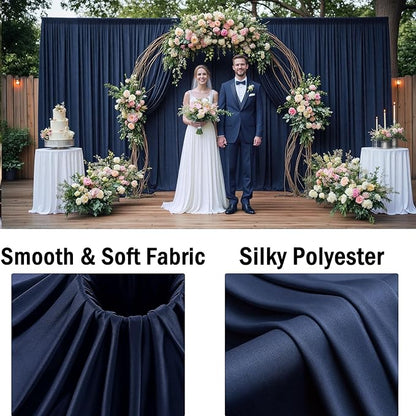 40ftx10ft Navy Blue Backdrop Curtains for Party Background, Wrinkle Free 8 Panels Silky Navy Photo Backdrop Drapes Back Drop Cloth for Wedding Birthday Photography Baby Shower Decor