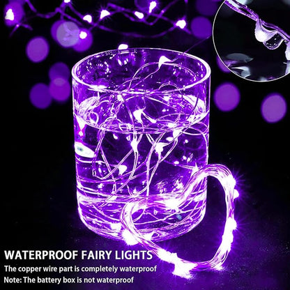 50 Pack Purple Fairy Lights 7Ft 20 LED Twinkle String Lights 3 Modes Battery Operated Waterproof Firefly Starry for Mason Jar Party Wedding Christmas Valentines Day Table Centerpieces