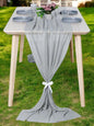 MDS 2 Pack 14ft Chiffon Table Runner 29 x 170 Inches Sheer Wedding Runner Romantic Rustic Table Runner for Wedding Decorations, Birthday Parties, Bridal Shower Party Arch Decor - Gray
