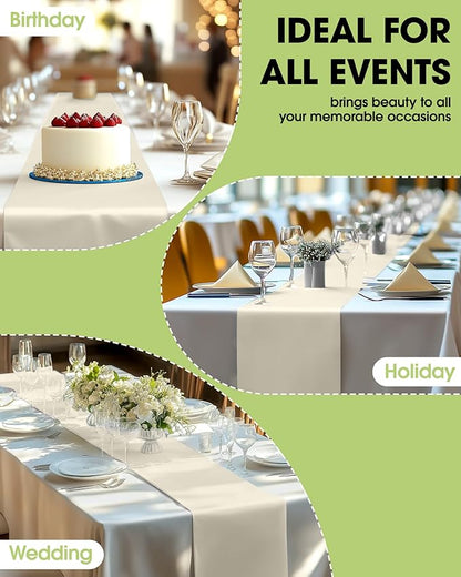 Pureegg Ivory Plastic Table Runners - 10 Pack, 14'' x 108'', Water Resistant & Disposable Cream Centerpiece Decorations for Table Cloth, Wedding, Birthday, Holiday, Baby Shower, Beige Home Decor