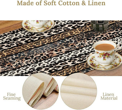 Cow Patchwork Print Table Runner, Country Farm Animal Fur Skin Farm Safari Wildlife Pattern Table Runner for Dinner Dinning Home Kitchen Living Room Party Holidays Setting, 13x108 Inch