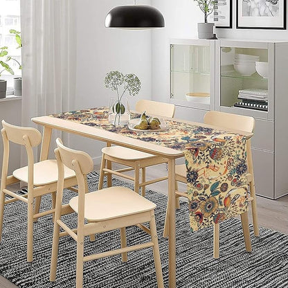 Vintage Paisley Table Runner, Boho Beige Paisley Flower Leaves Print Table Runner for Home Party Patio Indoor Outdoor, 13x90inch