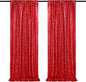 QueenDream Red Sequin Backdrop 2 Panels 2FTx8FT Christmas Party Backdrop Curtains Glitter Photo Background Wedding Stage Decorations