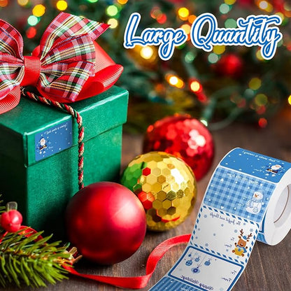 Zonon 720 Self-Adhesive Kraft Christmas Name Tags - Natural Kraft Paper Tags & Stickers for Decoration