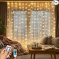 2 Pack Fairy Curtain Lights, 200 LED Upgraded Tangle-Free Hanging Lights with Remote, USB Plug in String Lights for Wall Window Wedding Party Xmas Home Décor - 6.6 x 6.6 Ft, Warm White
