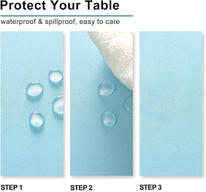 Hiasan Waterproof Tablecloth Rectangle - Washable Fabric Table Cloth for Dining Room Kitchen Birthday Party and Outdoor Use, Sky Blue, 70 x 108 Inch