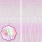2 Pack Iridescent Transparent Foil Fringe Backdrop Curtains, Tinsel Streamers Birthday Party Decorations, Fringe Backdrop for Graduation, Baby Shower, Gender Reveal, Disco Party