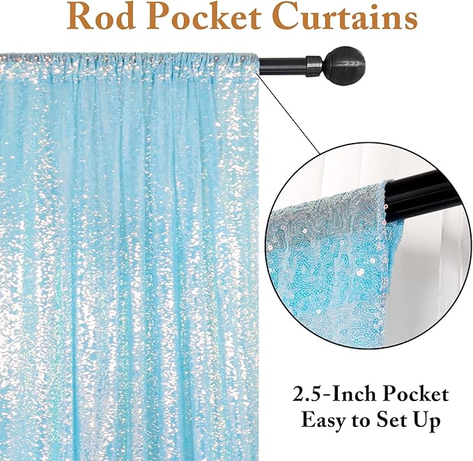 ShiDianYi Iridescent Aqua Sequin Backdrop for Photograph Birthday Backdrop Glitter Back Drop Aqua Blue Backdrop Curtain Christamas Mermaid Party (4FTx6FT)