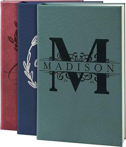 Personal Leather Journal Notebooks | 12 Design, 9 Color - Teal | Journal for Women, Men - Custom Notebook to Write in - Diary for Girls, Women - Personalized Gift Idea for Girl, Boy, Mom and Dad