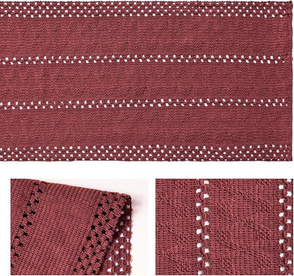 Artoid Mode Red Farmhouse Woven Rustic Hollow Table Runner, Seasonal Holiday Hollow Kitchen Dining Table Decoration for Home Party Decor 12x60 Inch