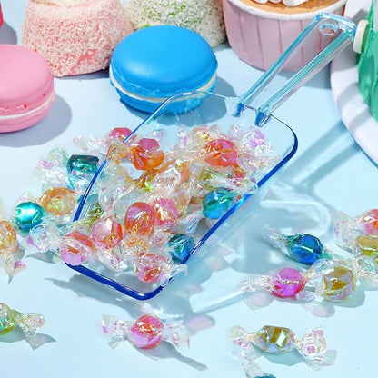 Ice Scoop Candy Buffet Containers Scoopers, Hmxpls Blue Plastic Scoop for Popcorn Cookie Candy Buckets, Podpocket Acrylic Large Scoops for Parties Wedding Bar Jars Freezer Dry Goods （6 Pack 7.5 In ）