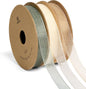 Vitalizart Organza Ribbon 3/8" x 30 Yd Cream White Rose Gold & Dusty Green Sheer Ribbons for Gift Wrapping Crafts Christmas Party Decor Bows Wedding Invitations Wreaths Bouquet