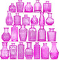 Glass Bud Vases Set of 24, Purple Vintage Small Vases for Flowers, Mini Glasses in Bulk, Small Flower Design for Centerpieces Wedding Decorations Home Flower Party Decor