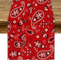 Paisley Table Runner, Boho Vintage Western Red Paisley Flower Print Table Runner for Kitchen Dining Table Wedding Holiday Party Decor, 13x90inch