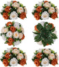 BLOSMON Terracotta Flowers for Wedding Centerpieces: 6 Pcs Fake Rose Kissing Balls Fall Table Decor - Artificial Silk Bouquet with Base Floral Arrangements Home Party Room DIY Decorations