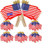 200pcs Small American Flags on Stick, Handheld 4 x 6 Inchs Mini American Flags with Kid-Safe Golden Spear Top, US Flags for 4th of July Decorations Outdoor, Independence Day Decorations