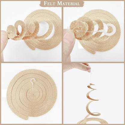 36 Pcs Boho Hanging Swirl Decorations Brown Blush Pink Felt Swirl Streamer Spiral Ceiling Garland for Birthday Engagement Baby Shower Bachelorette Wedding Bridal Shower Holiday Hen Party Supplies