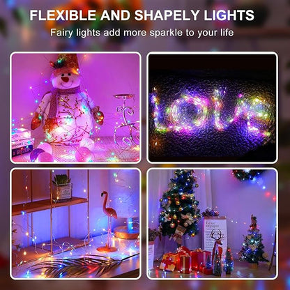 Aogist 12 Pack Fairy Lights 3 Modes 7ft 20 LED Waterproof,Battery Operated Silver Wire Firefly Starry Moon Mini String Lights for Mason Jars Christmas DIY Crafts Wedding Party Bedroom,Multicolor