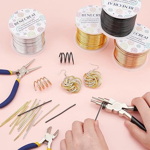 BENECREAT 12 17 18 Guage Aluminum Wire (12 Gauge,100FT) Anodized Jewelry Craft Making Beading Floral Colored Aluminum Craft Wire - Gold