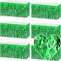 6 Pack 29x108 Inch Green Wave Foil Fringe Table Skirts Metallic Banner for Tinsel Streamer Garland Backdrop for Parade Floats Wedding, Mother's Day, Birthday Mardi Gras Party Decorations