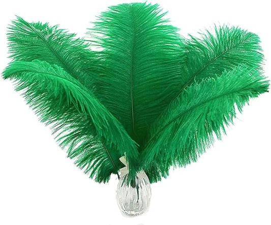 Ballinger Green Long Ostrich Feathers - 12Pcs 14-16inch Large Feathers for Tall Vase,Wedding Party Centerpieces and Holiday Home Decor