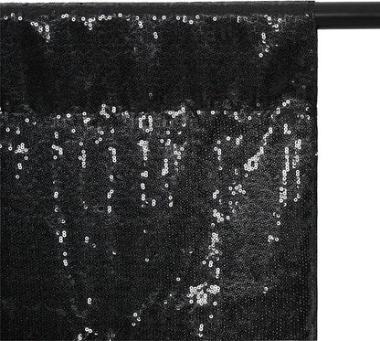 Eternal Beauty Black Thick Sequin Backdrop, 4x7 Ft Halloween Glitter Background Curtains for Shimmer Photography Party Wedding Birthday Back Drop Decor