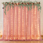 10ft x 7ft Dusty Rose Chiffon Backdrop Curtain with Lights String for Parites Wedding Wrinkle Free Curtain Photo Backdrops Drapes for Baby Shower Birthday Party Home Decorations