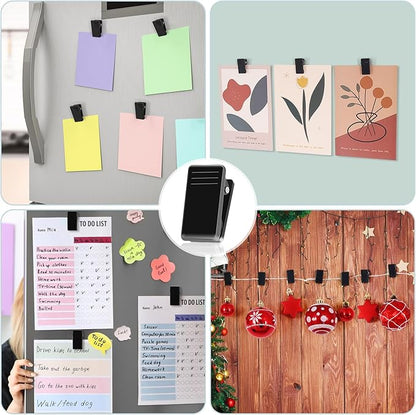 50 Pcs Self Adhesive Clips,Wall Clips for Hanging,Sticky Tapestry Clip Photo Picture Poster Plastic Spring Clip Hanging for Paper Tapestry Hangers Home and Office Christmas Decor(Black)