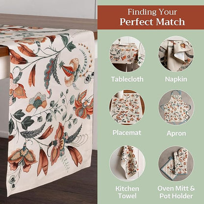 Maison d' Hermine Table Runner 100% Cotton Single Layer Table Runners 72 inches Long for Thanksgiving Christmas Decorations Home Kitchen Dining Party Wedding (Dalida, 14.5" x 72")