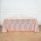 Efavormart 90"X132" Blush Rose Gold Sparkly Sequin Geometric Tulle Rectangular Tablecloth
