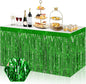 3 Pack 29x108 Inch Green Foil Fringe Table Skirts Metallic Banner for Tinsel Streamer Garland Backdrop for Parade Floats Wedding Thanksgiving Birthday Christmas Halloween Party Decoration