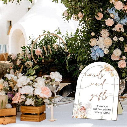 Floral Decor Cards and Gift Sign, Thank You for Your Gift and Well Wishes Sign, Bridal Shower Favors, Baby Shower Party Decor Supplies with Stand 9 * 11IN