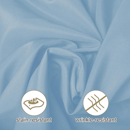 Ascoza 2pack 132 Inch Blue Mist Round Tablecloth in Washable Polyester Fabric for Wedding/Banquet/Restaurant/Parties