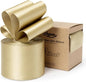 Gold Satin Wired Ribbon 2-1/2 Inch Double-Faced Glitter Ribbons for Wreath, Christmas Tree Decoration, Gift Wrapping, Home Decor 10 Yards