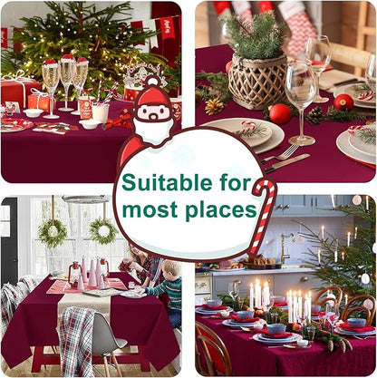 Hiasan Burgundy Tablecloth for Rectangle Tables - Waterproof Washable Polyester Fabric Table Cloth for Buffect Dining Birthday Party Wedding, 54 x 120 Inch