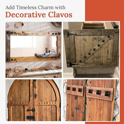 10 Pack 1" Square Head Iron Clavos Decorative Nails – Unfinished – Handmade Rustic Square Fasteners for Farmhouse Shutters, Faux Wood, Barn Doors, Shutters, and Gates – Ornamental Wood Accent
