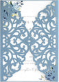 20Pcs Dusty Blue Laser Cut Invitation Cards With Blank Inner Sheets for Wedding Cards Bridal Shower Engagement Quinceanera Invitation (No Envelopes)
