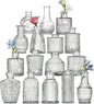 Glass Bud Vase Set of 16 Pcs Small Minimalist Vases for Flowers, Vintage Rustic Home Decor for Table Centerpiece Wedding Party, Modern Clear Aromatherapy Bottle for Living Room Bedroom