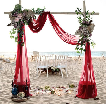 MDS Halloween Chiffon Draping Fabric - 2 Panel, 30" Wide x 40ft Long - Sheer Spooky Arbor & Canopy Drapery for Haunted House Backdrops, Party Ceilings, DIY Costumes & Themed Events - Apple Red