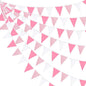 32Ft Hot Pink Plaid Checkered Pennant Banner Fabric Gingham Triangle Flag Bunting Garland Streamers for Wedding Birthday Baby Shower Party Home Nursery Outdoor Garden Hanging Festivals Decoration